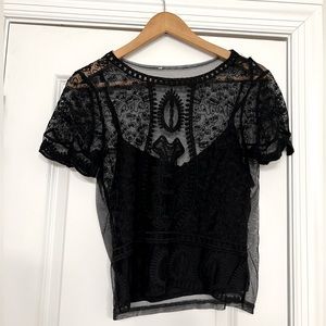 Zara top. Black with lace detail. Size small. Worn once.